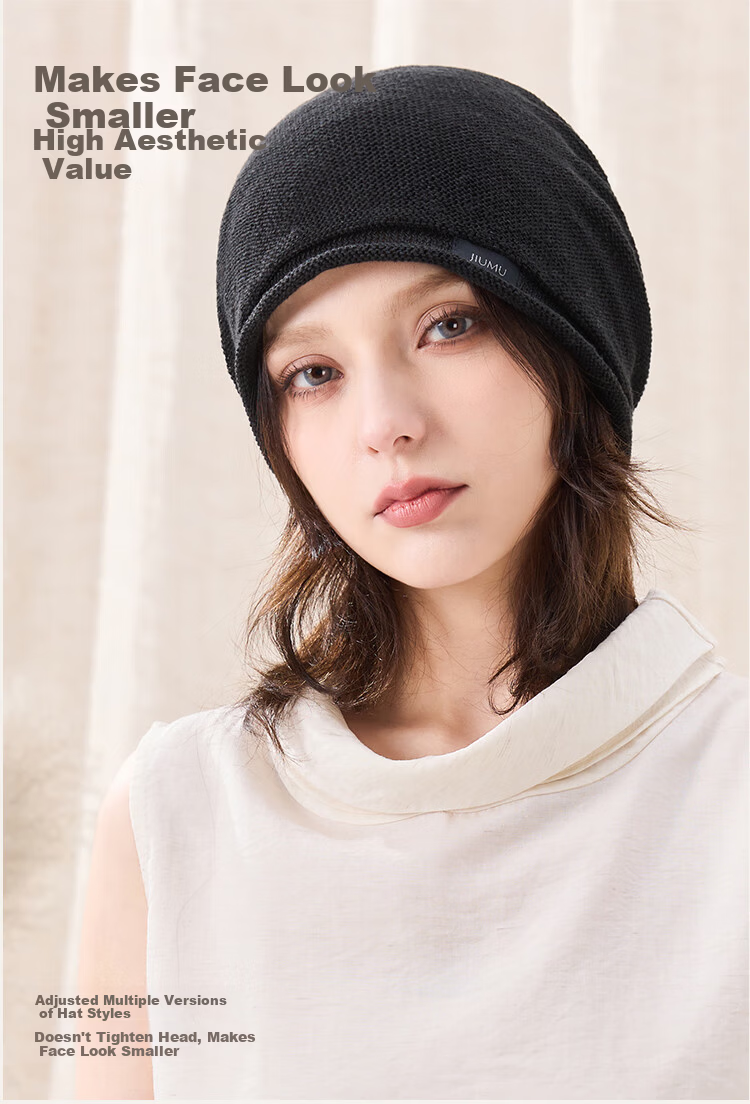 JIUMU Linen Hat Unisex Headwrap Cold Weather Thin Summer Knit Beanie Warm Air Conditioning Cap Maternity Sleep Cap 4
