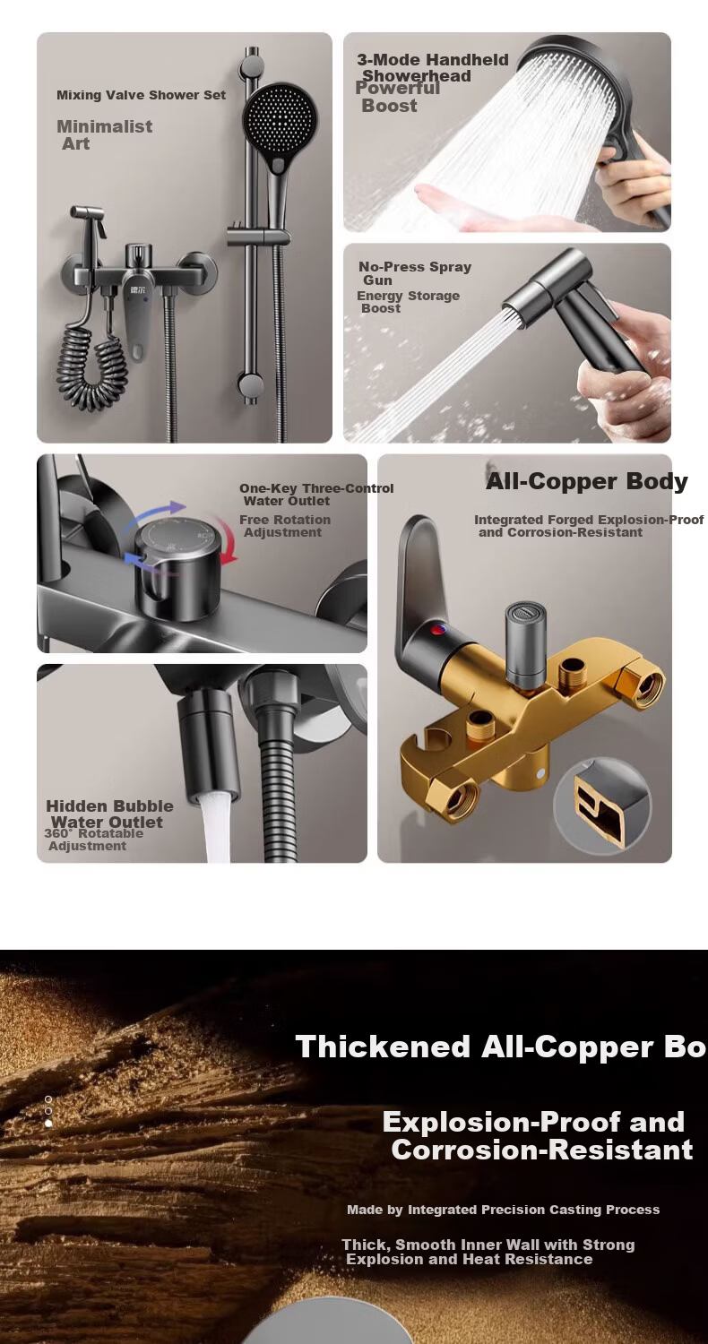 Del 28-Year Brand All-Copper Body Shower Set Bathroom Pressurized Multifunctional Adjustable Shower 509 3