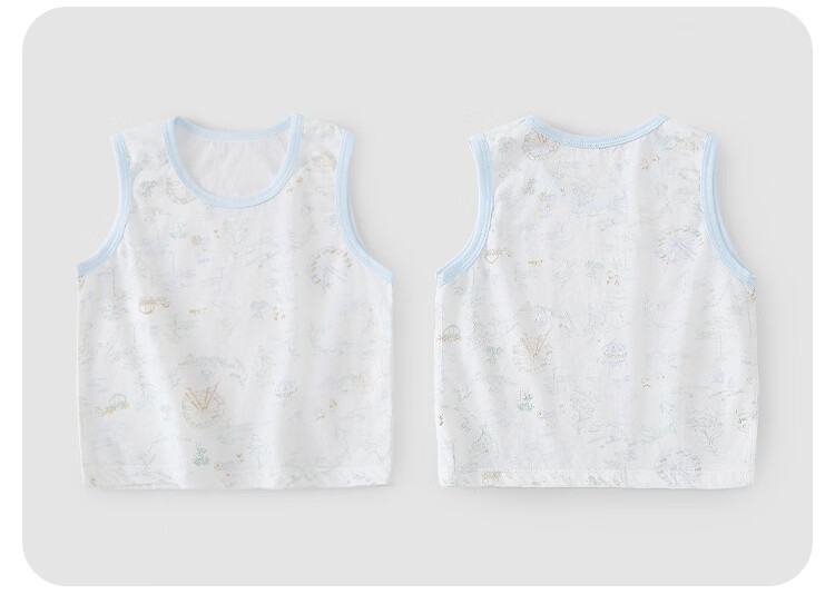 Xiyuan Kids Summer Thin Cotton Vest 2-Pack Unisex Children's Tank Top 7A Antibacterial Baby Inner and Outer Wear Sleeveless Shirt 14