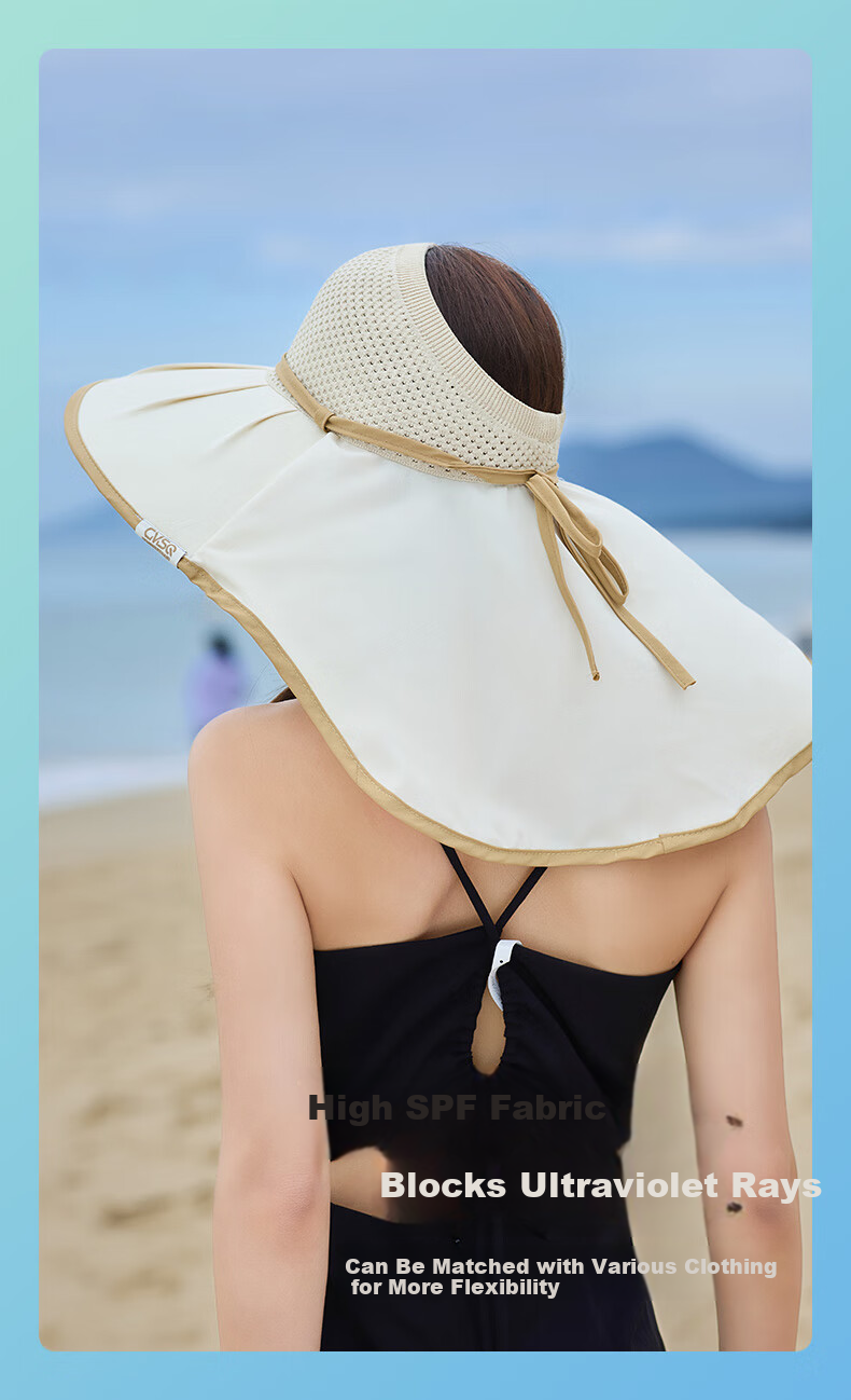TUCANO Women's Sun Protection Hat, Detachable Neck Cover, Open-Top Summer Outdoor UV Protection Cap 4