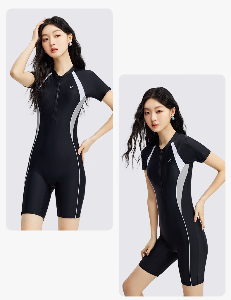 Keep Women's One-Piece Swimsuit, Knee-Length Professional Swimwear, Slimming, Chlorine-Resistant, Competitive Speed Swimwear, 2XL, Black 13