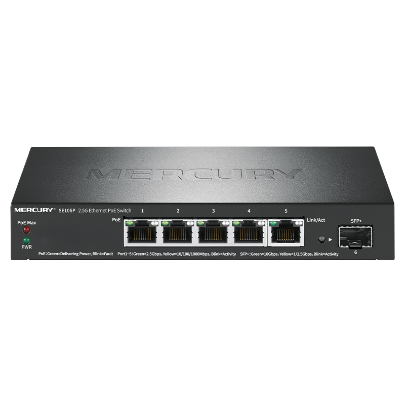 MERCURY 2.5G Ultra-Gigabit Managed POE Powered Switch, Enterprise Engineering Monitoring Network Splitter, Switch Router Distributor, Ten Gigabit Upstream Fiber Port, SE106P