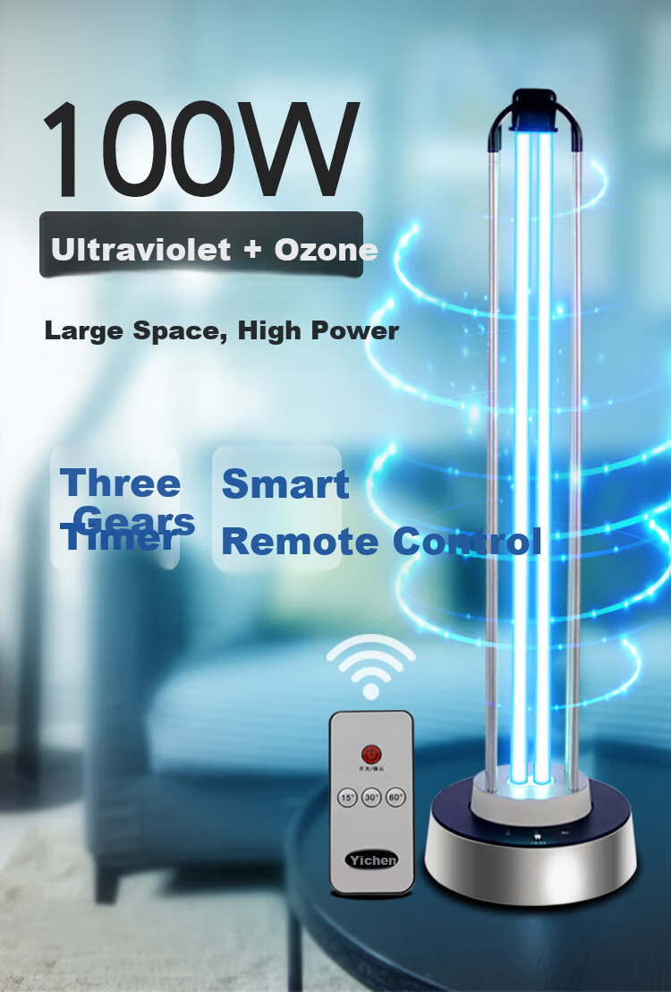 Yichen 100W UV Sterilization Lamp for Home Disinfection, Kindergarten, Factory Mite Removal, Germicidal Lamp with Ozone Radar Sensing 4