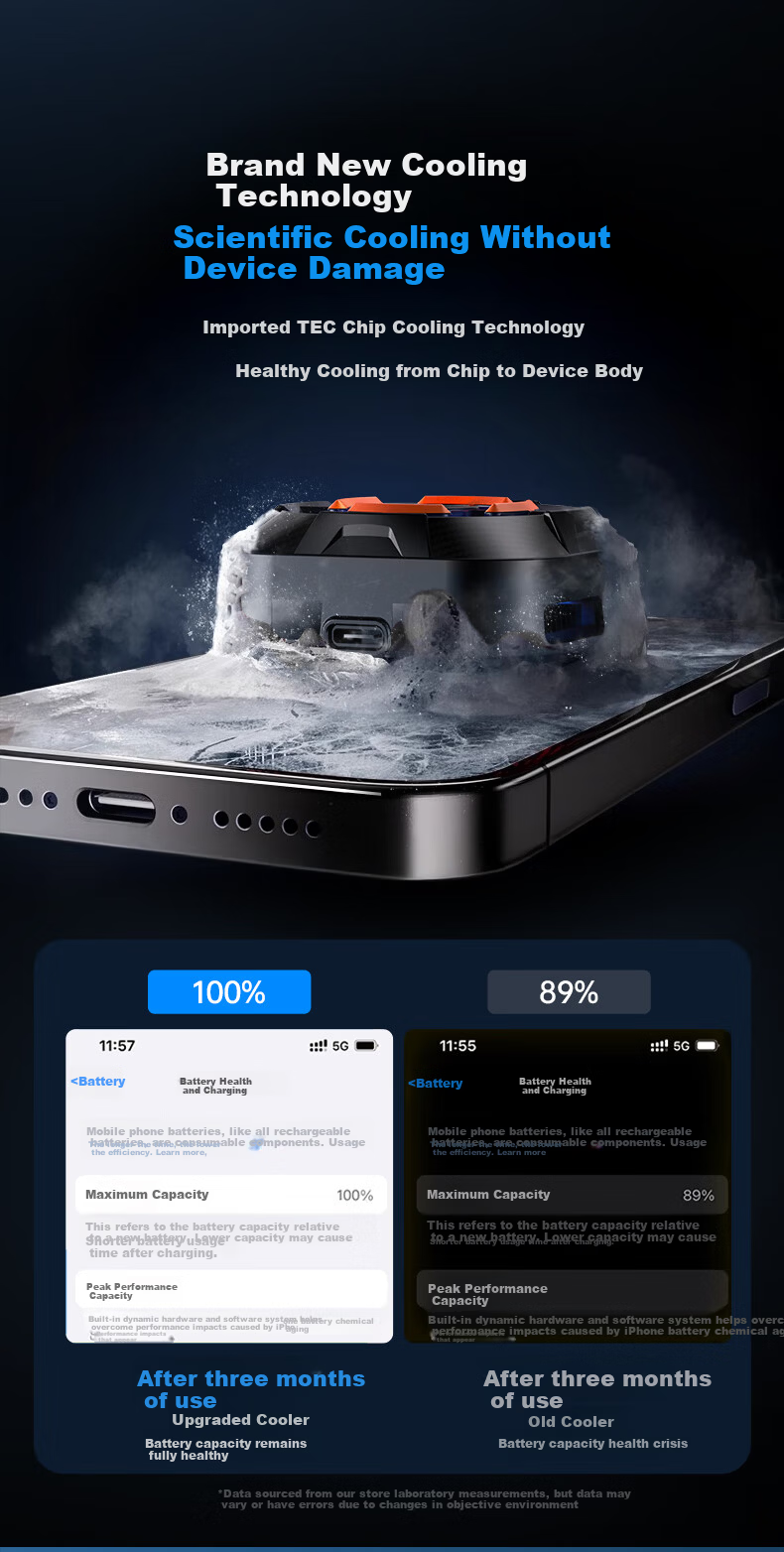 KOVOL [300,000mAh Dual-Use Model] Magnetic Phone Cooling Pad for Live Streaming, Temperature Control Device, Semiconductor Cooling Back Clip for Apple IPhone 17 Gaming 12