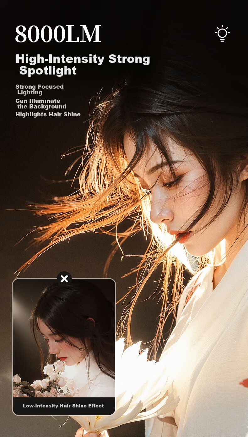 JIMANTU Live Fill Light Backlight Contour Hair Light Studio Spotlight Photography Beauty COB Spotlight Video Shooting Background Ambient Light LM8800 2