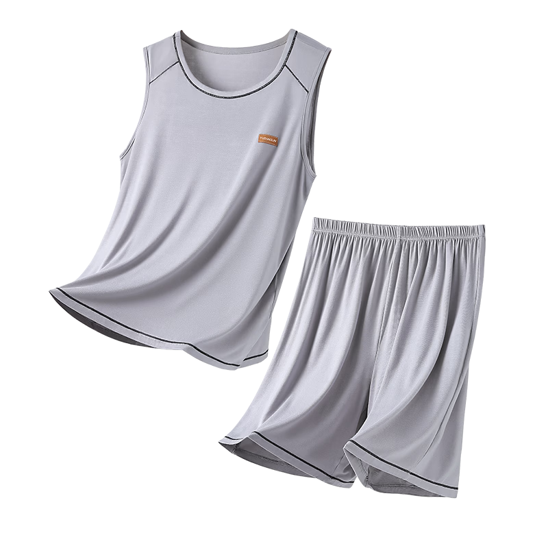 Bingxue Cotton Youth Vest Set Boys' Modal Ice Silk Summer Thin Cool Development Period Shorts Two-Piece Pajama Set