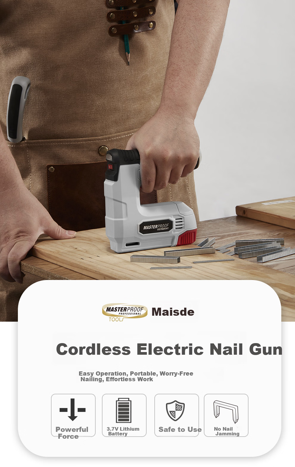 MASTERPROOF Electric Nail Gun Dual-Use Electric Woodworking Nailer Frame Sofa Nail Remover Kit with 6000 Nails 1