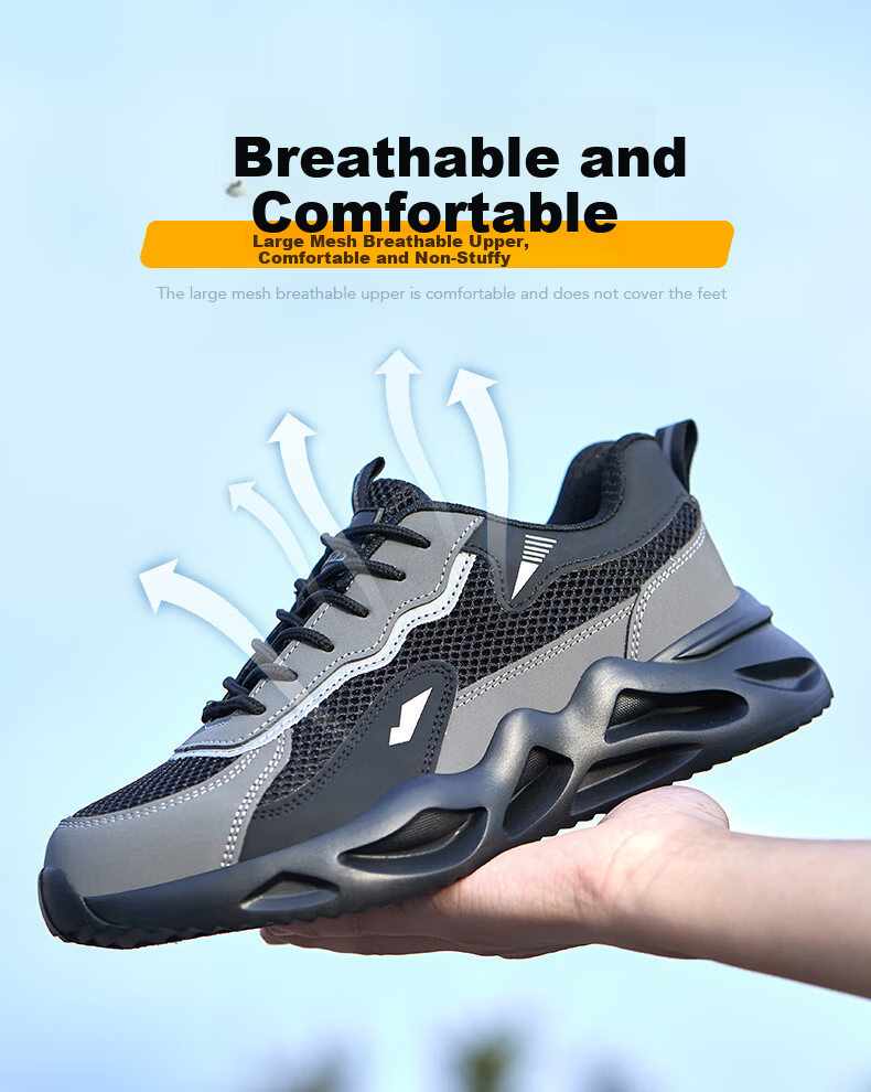 SONTAS Men's Summer Breathable Safety Shoes Steel Toe Anti-Smash Anti-Puncture Steel Plate Lightweight Work Construction Insulated Soft Sole Fleece Lined Warm Cold Resistant Size 39 11