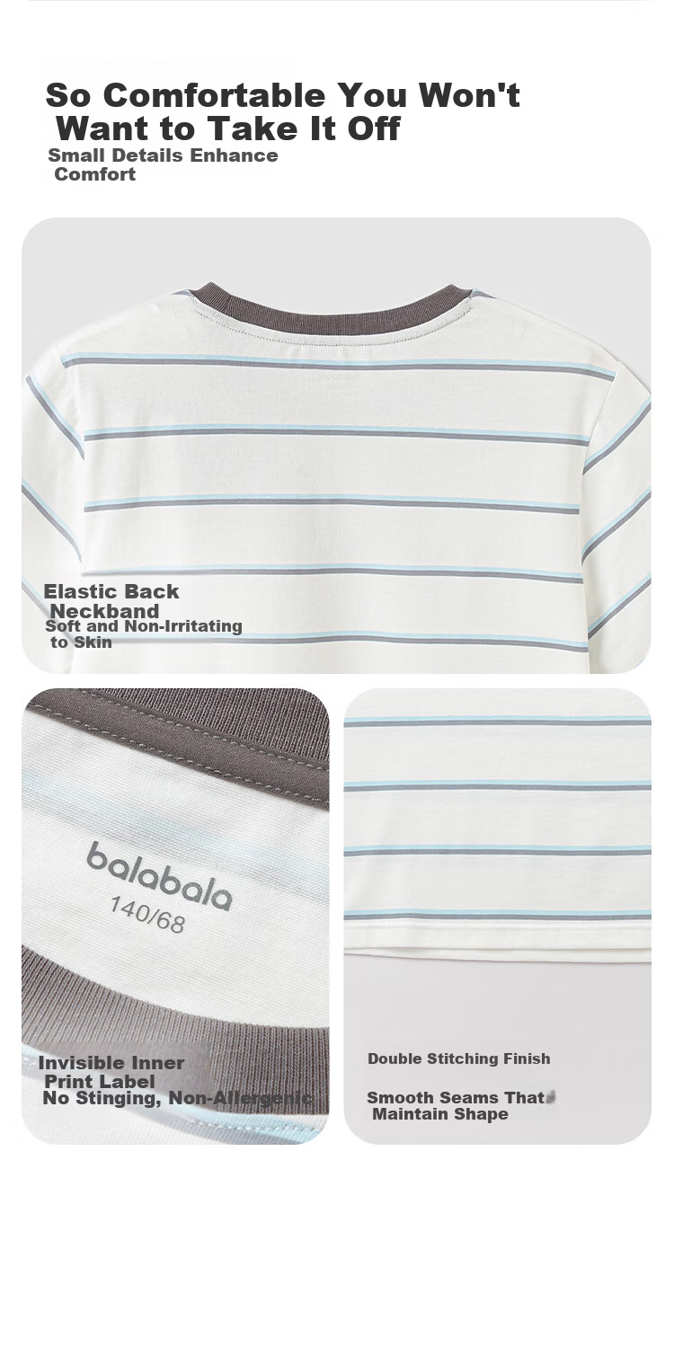 Balabala Kids Pajama Set Spring Summer Lightweight Air Conditioning Clothes Boys Girls Homewear Quick-Dry for Toddlers and Older Children 10