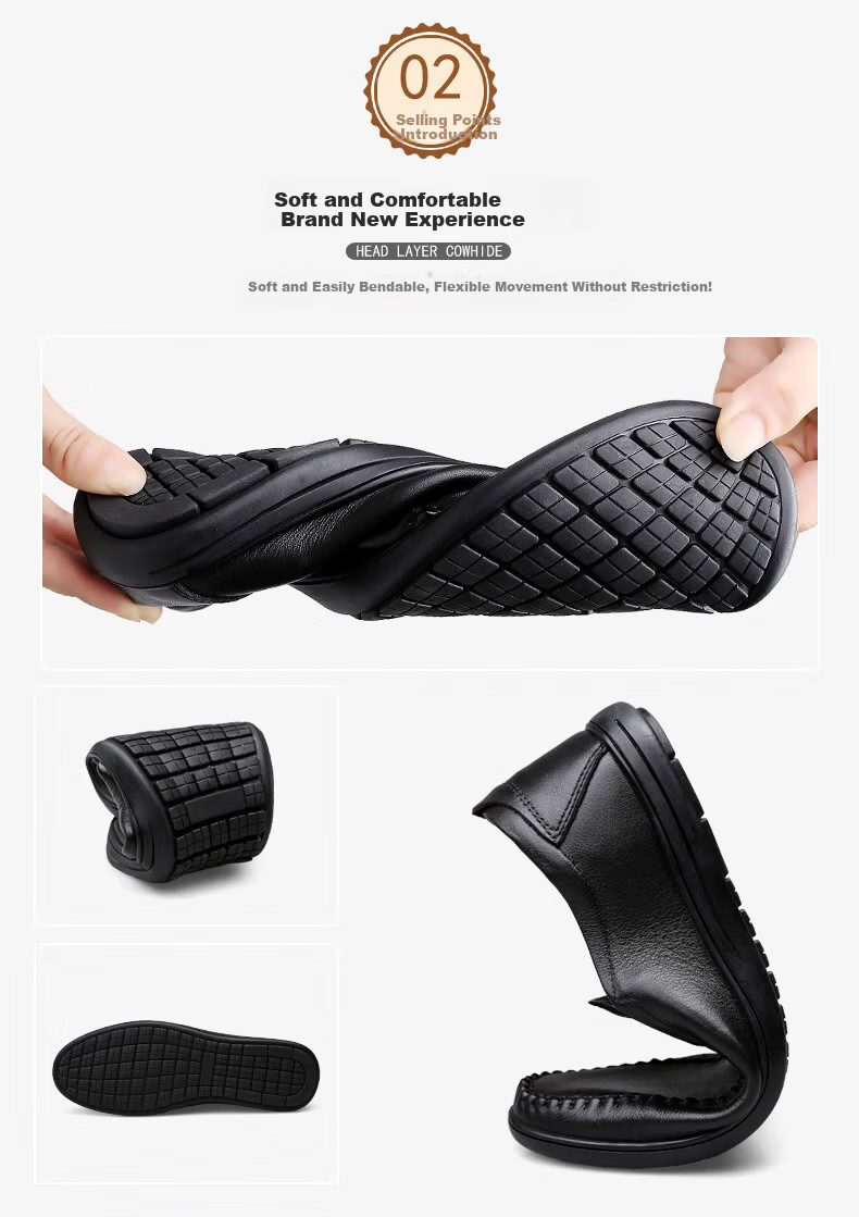 MULINSEN Men's Shoes, Business Casual Slip-On Soft Sole Dad Shoes, Size 38, Black, 21811058 9
