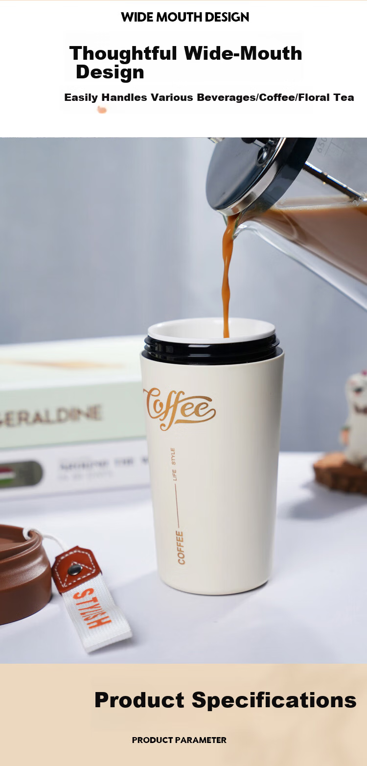 GUOZI Insulated Mug Coffee Cup with Ceramic Inner Liner, Stylish Portable Cup for Men And Women, Specially Designed for Drinking Chinese Herbal Medicine, Gift, 480ml 5