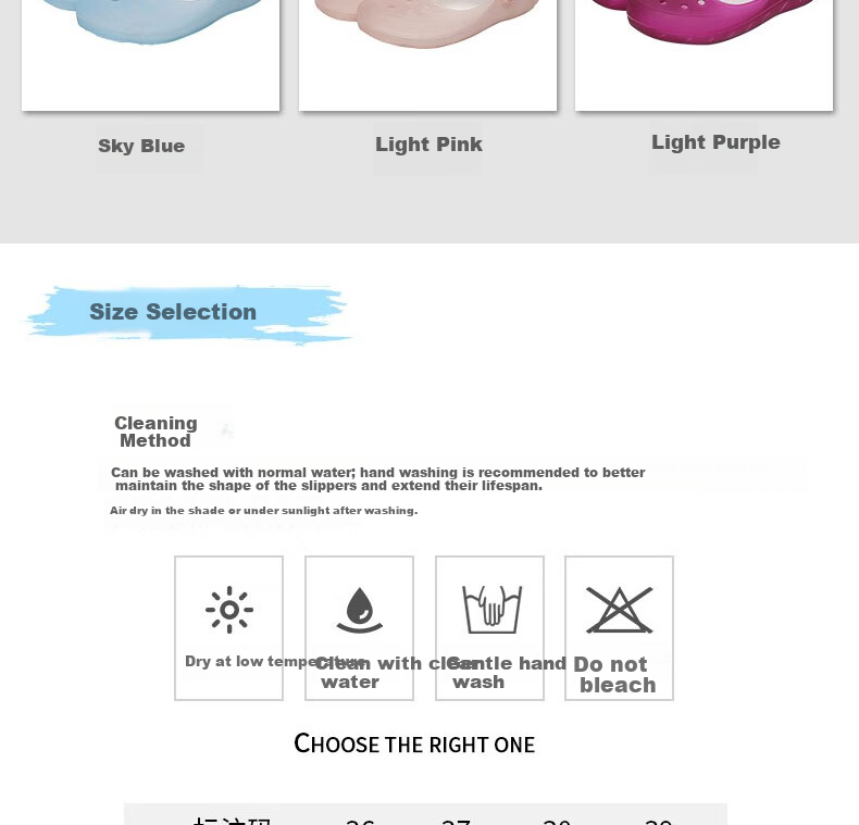 Huameijianbu Women's Perforated Shoes, Non-Slip Closed-Toe Sandals, Beach Shoes, Soft Jelly Shoes, HM2136, Light Purple, Size 38 9