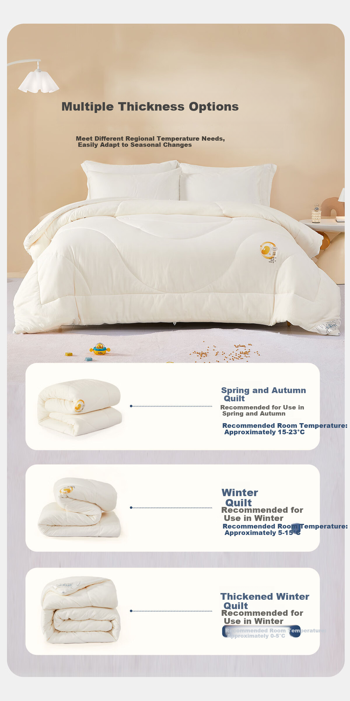 MERCURY Kids Winter Quilt, Soybean Fiber Comforter, 65% Soybean Fiber, Baby Class A Duvet Insert, 150*210cm, Approximately 3.7 Ji 6
