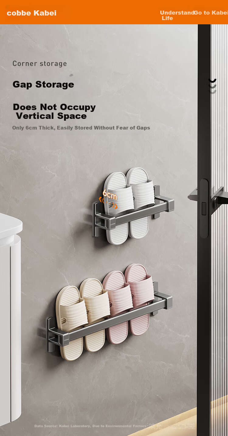 Cobbe Suction Cup Slipper Rack Bathroom No-Drill Wall-Mounted Shoe Storage Draining Organizer for Toilet 9