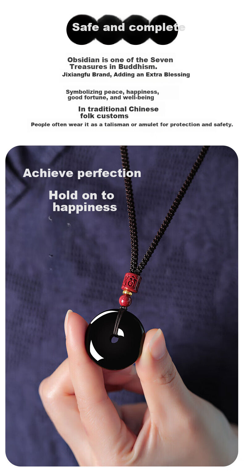 Chow Tai Fook Obsidian Necklace Unisex Luxury Six-Character Mantra Pendant 520 Birthday Gift for Girlfriend 5