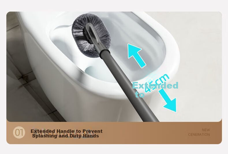 MUYA Toilet Brush Squat Pan Brush S-Shaped Short Wall-Mounted Bathroom Toilet Cleaner No Dead Angle Cleaning Tool 4