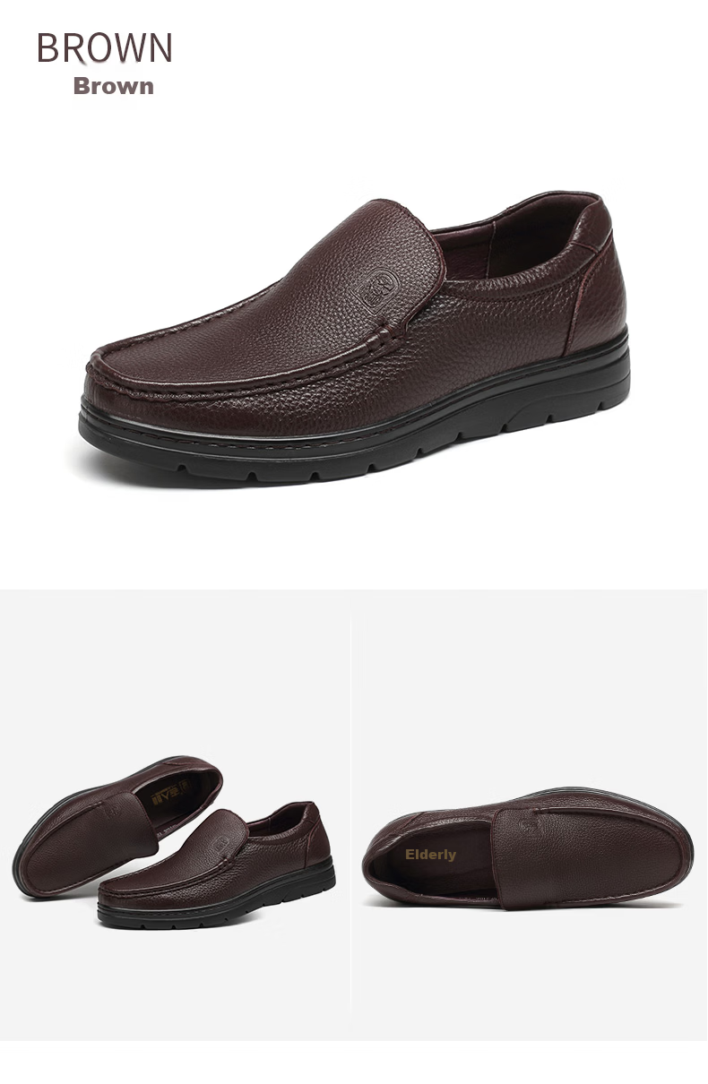 LAORENTOU Men's Leather Business Casual Slip-On Shoes Durable Comfortable Black 38 87201760 21