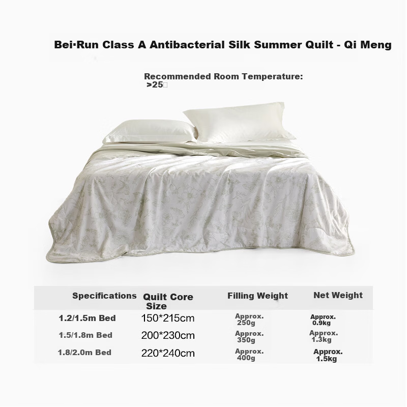 LOVO Luolai 100% Silk Quilt A-Class Antibacterial Air Conditioning Quilt Summer Quilt Core Approx. 1.8 Jin 150*215cm
