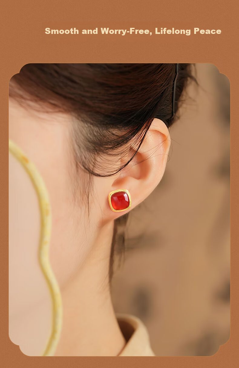GLTEN Sugar Cube Agate Sterling Silver Earrings Hoop High-End 2026 New Birthday Mother's Day Gift Practical for Mom Wife 9