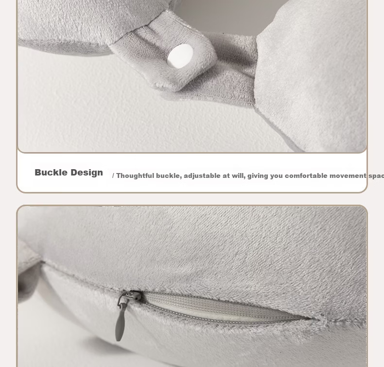 Pierre Cardin Velvet U-Shaped Travel Portable Neck Pillow Gray Memory Foam U-Shaped Pillow - Gray 11