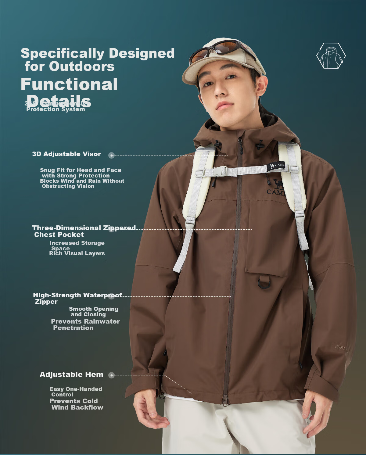 CAMEL Outdoor City Lightweight Men's Softshell Jacket Single Layer Windproof Waterproof Mountaineering Coat 2025 New L 3