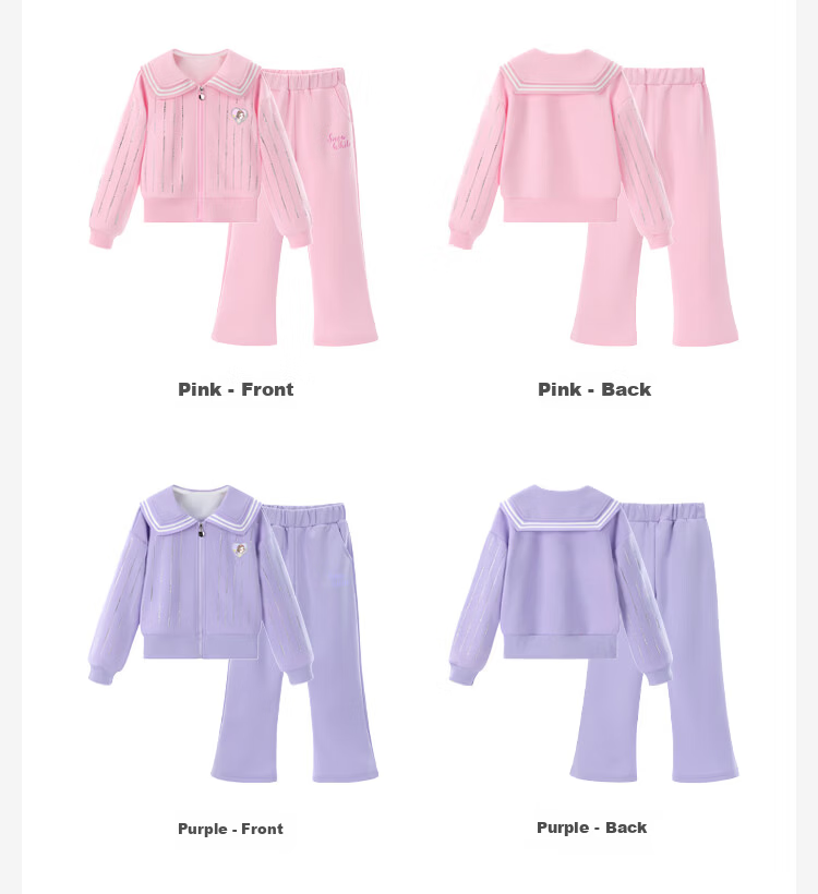 Disney Girls' Spring and Autumn Outfit 2026 Purple Size 160 Children's Jacket and Pants Sports Casual Set 16