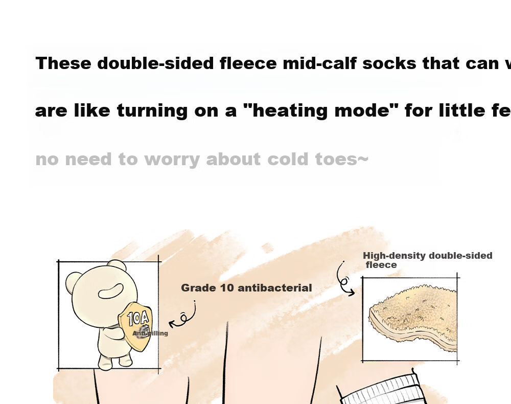 Beitais Baby Socks Winter Thickened Warm Double-Sided Fleece Cold-Resistant Non-Slip Newborn Class A Autumn Winter Boys Girls Infant 2