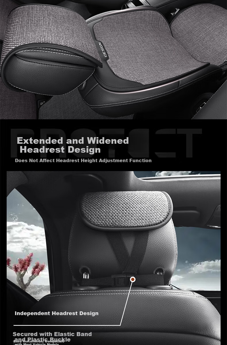 Jiabalan Car Seat Cushion Linen Semi-Enclosed Four-Season Universal Ventilated Breathable Comfortable Seat Cover Cushion 16
