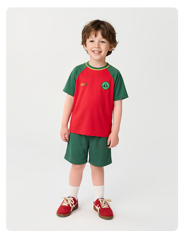 Balabala Kids Short Sleeve Set Boys Girls Baby 2-Piece Summer 2026 Football Jersey and Shorts Moisture-Wicking Quick-Dry 23