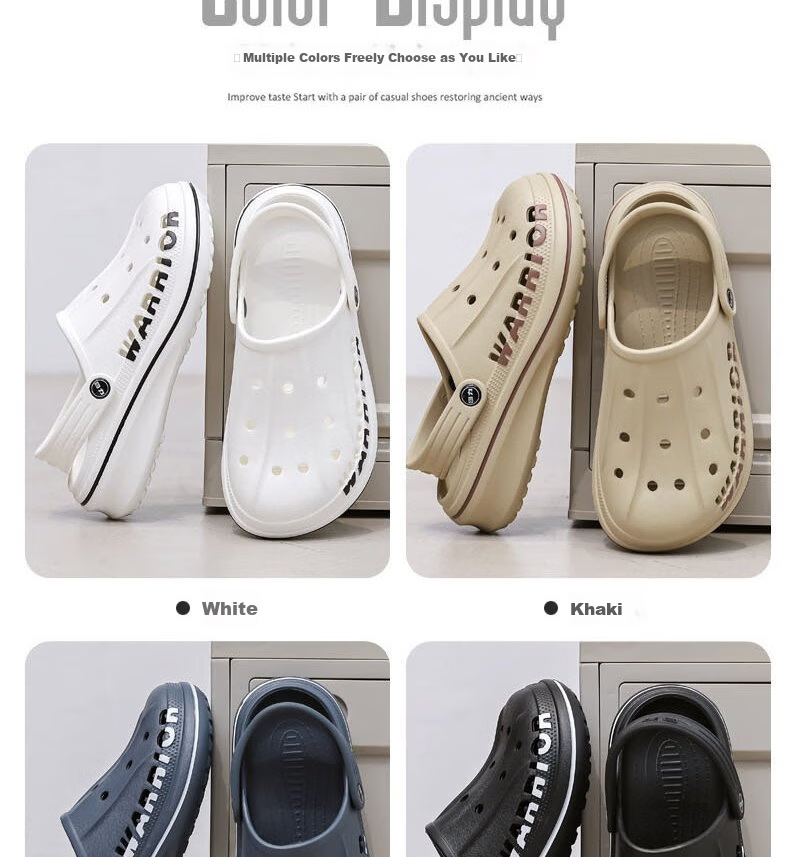 Huili Perforated Slippers, Casual Indoor Outdoor Lightweight Breathable Non-Slip Closed-Toe Beach Shoes, HL03271 Khaki Size 40 5