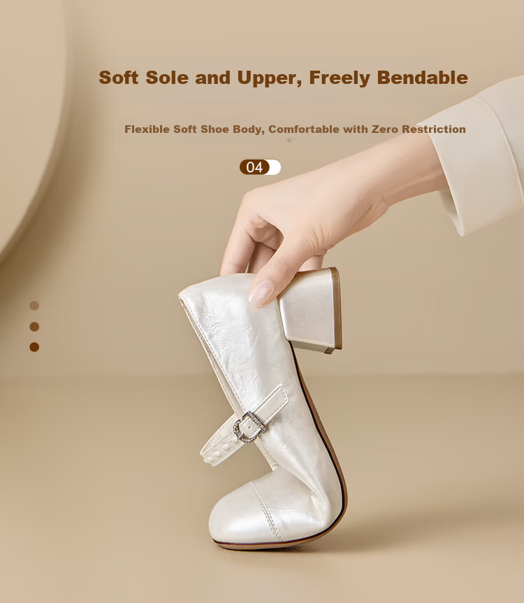 Zhuoshini Women's French Mary Jane Shoes 2026 Spring New Thick Heel Elegant Skirt Matching Low-Cut Flats Off-White Size 38 7
