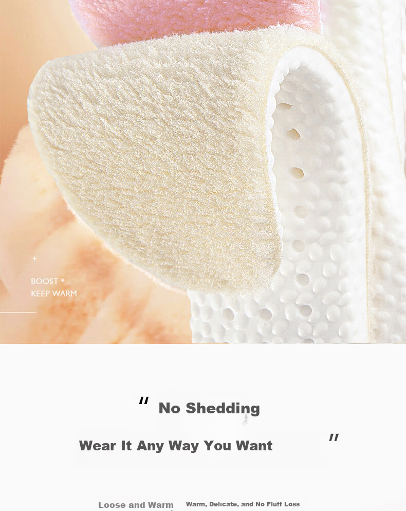 RENBEN 2 Pairs Warm Fleece-Lined Sports Insoles for Men And Women, Winter Cotton Cold-Proof 6019R Beige 37-38 Size 6