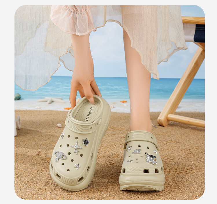DAPHNE Women's Cloud Hole Shoes 2026 New Summer Soft Sole Thick Sole Height Increasing Casual Sandals 21
