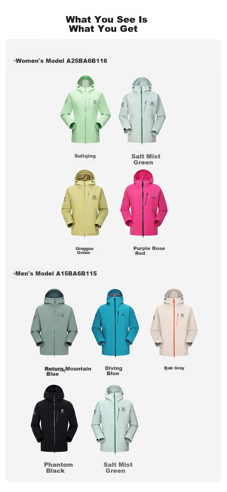CAMEL Waterproof Breathable Hardshell Hiking Sports Single-Layer Windbreaker Women's Jacket A25BA6LB116, Salt Spray Blue, S 14