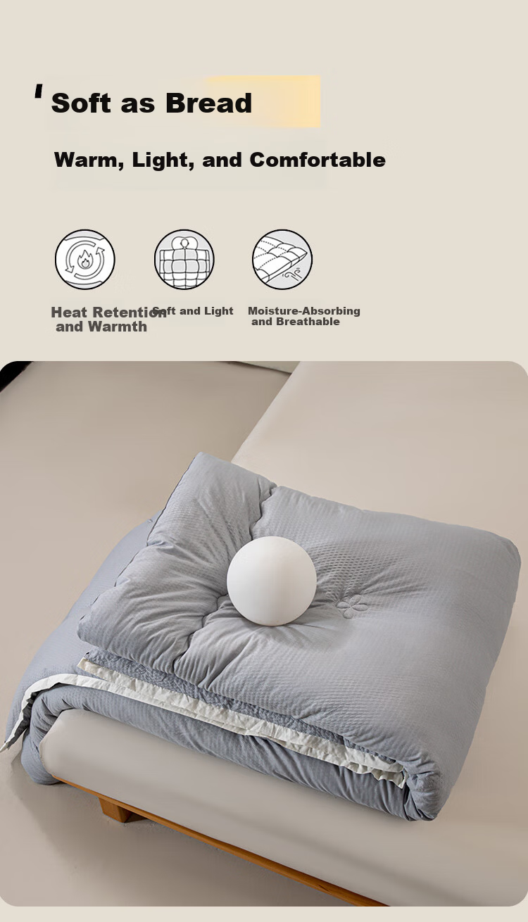 Grace Fiber Comforter Duvet for Single Student Dormitory, Thickened Winter Quilt, Approximately 6 Jin (3 Kg), 150x200cm, Noble Beige 4