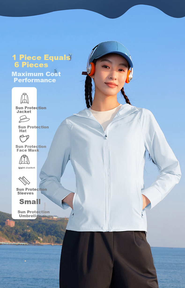 CAMEL Women's Sports Sun Protection Jacket Ice Cool Quick-Dry Outdoor Slim Fit Hooded Coat C26BZ0L7046 Phantom Black XXL 8