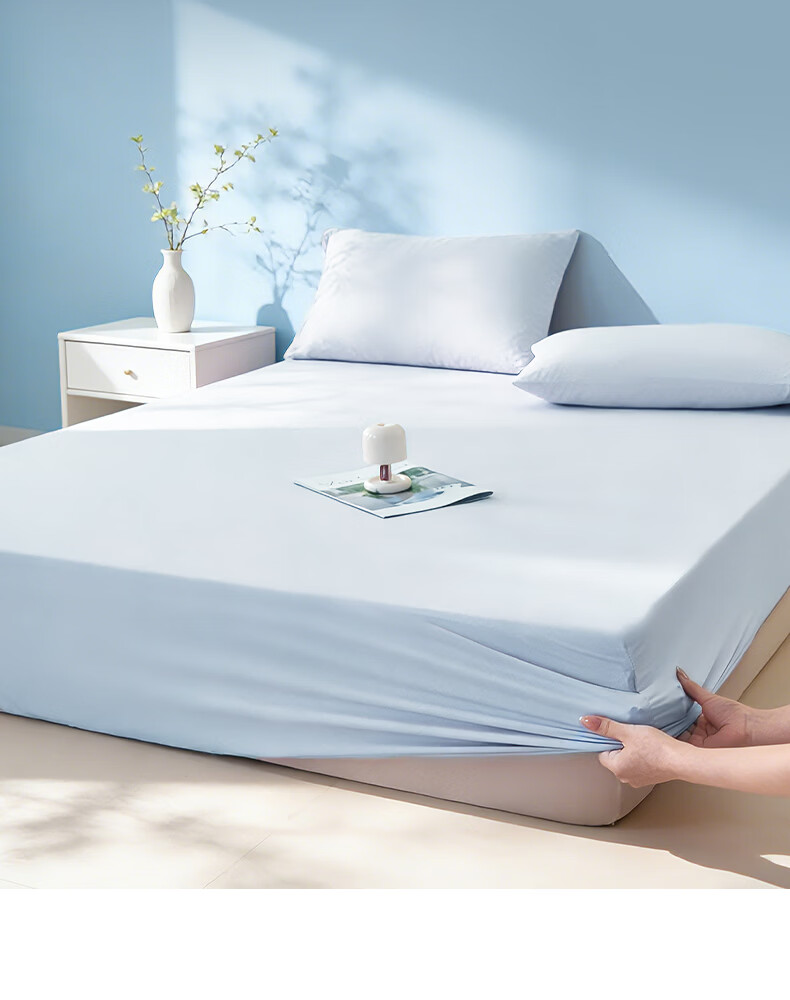 Ranpai 100% Lyocell Tencel Bedding Set, Class A 100 Thread Count Ice Silk Summer Duvet Cover, Bed Sheet, Pillowcases Pair, High-End Luxury, Lotus Green, 1.5m 11