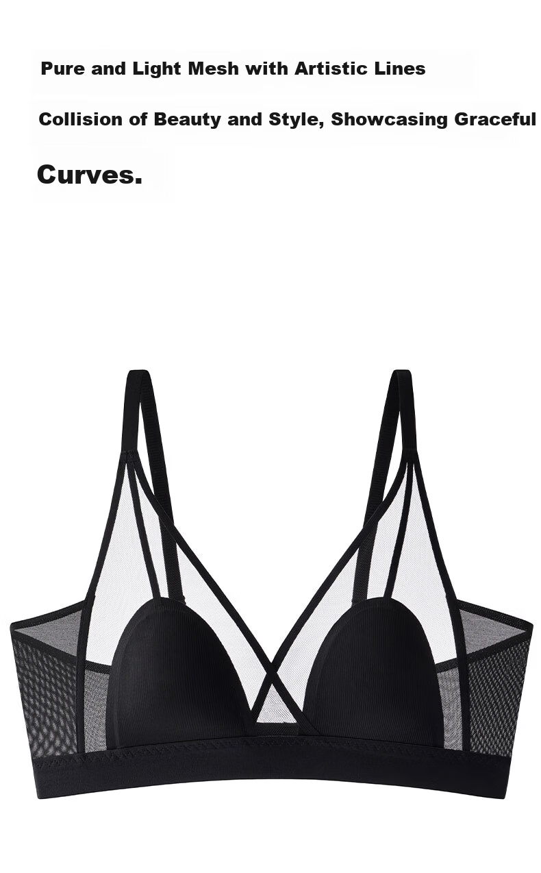 Bandgewoo Pure Desire Lace Thin Breathable French Style Bunny Ear Wireless Bra for Large Bust Slimming 4