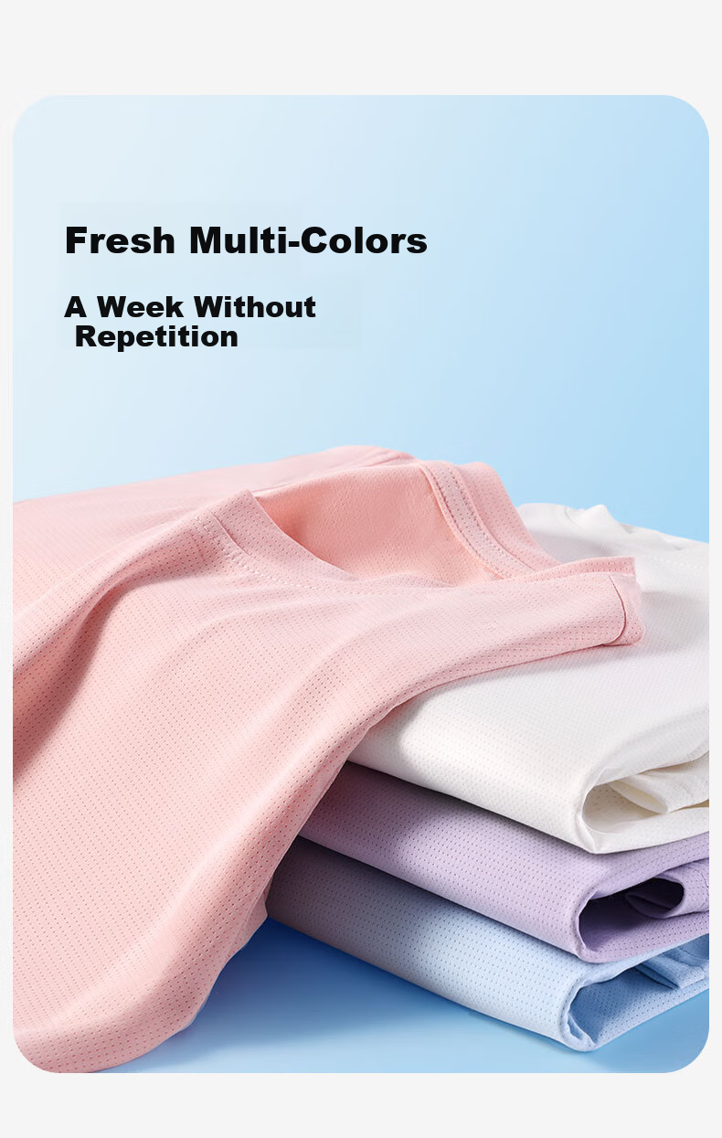 Deesha [Ice Silk Mesh, Cool and Comfortable] Children's T-Shirt Boys and Girls Spring Base Shirt Big Kids Short Sleeve 7