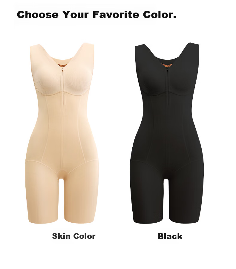 GRACEWELL Women's Zippered Shapewear Bodysuit Waist Cincher Hip Lifter Body Shaping Sculpting Garment with Built-in Bra Black 2XL 23