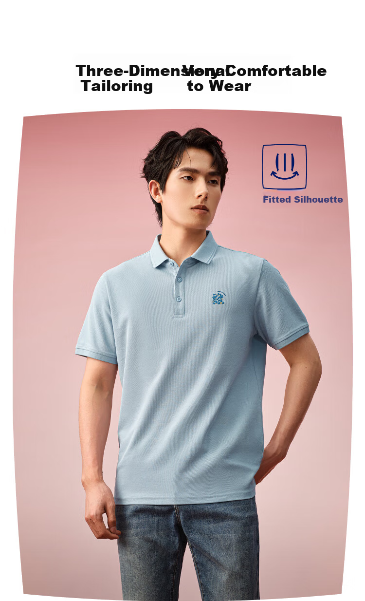 HLA Short-Sleeve Polo Shirt for Men, New Arrival [Fortune Print], Cool-Feeling Short-Sleeve Shirt for Men in Summer 5