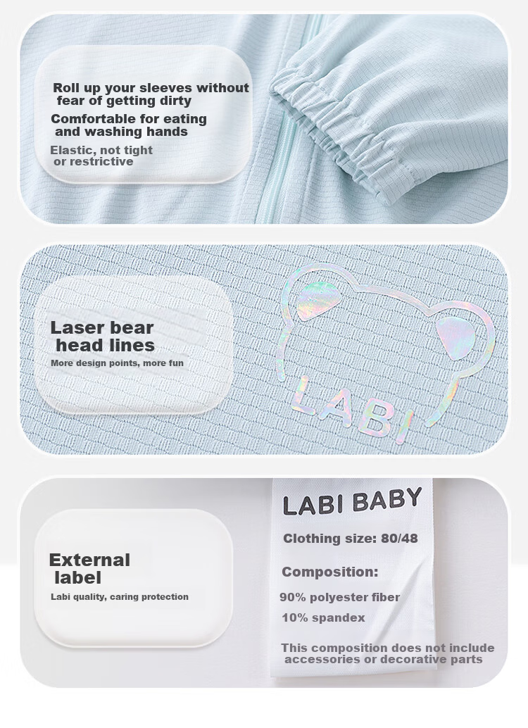 Labi Baby Kids Sun Protection Jacket Spring Summer Breathable Outdoor UV Protection UPF50+ Hooded Top Light Blue 140 16
