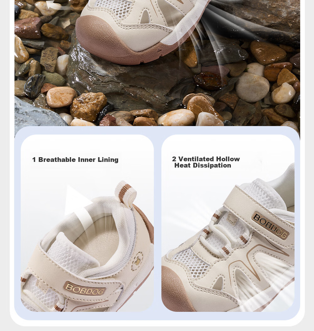 BOBDOG Toddler Baby Walking Sandals 26 Summer New Boys Girls Children's Hollow Breathable Functional Shoes Khaki 25 8