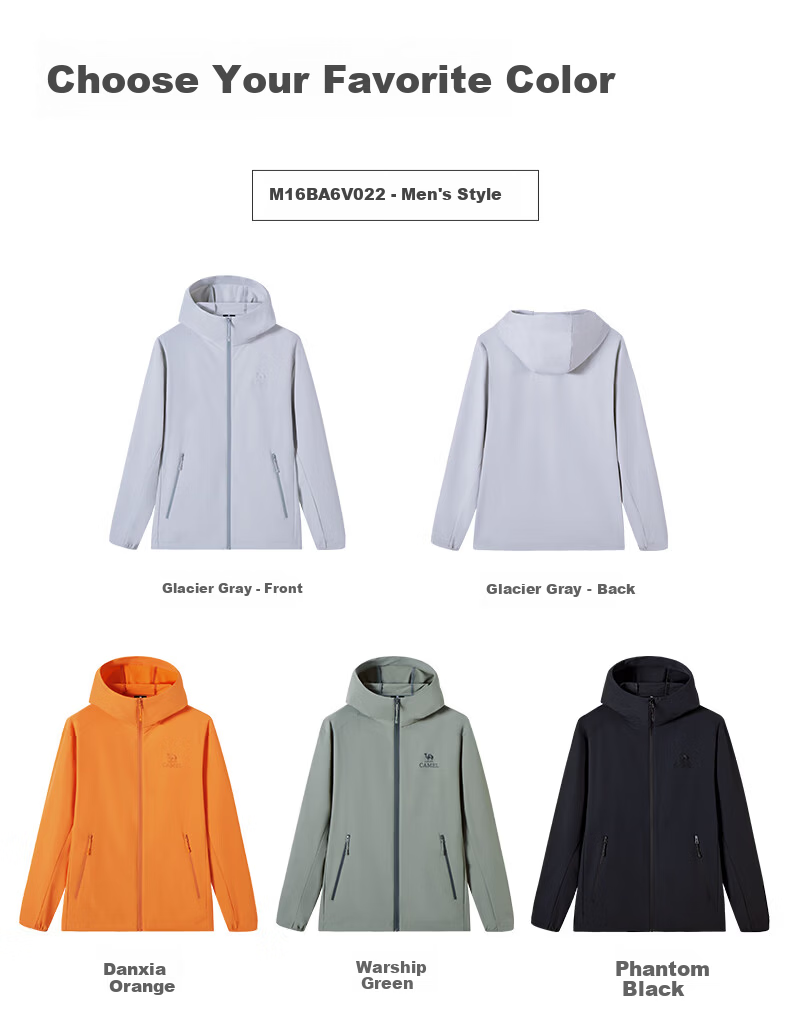 Camel Men's Spring Autumn Outdoor Sports Windproof Water-Repellent Softshell Jacket M16BA6V022 41