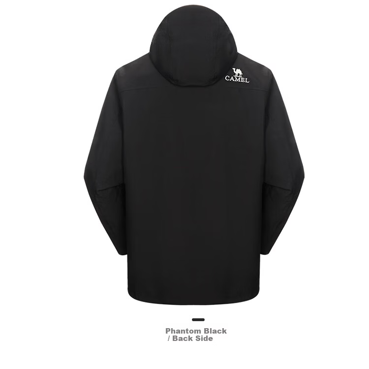 CAMEL Outdoor Single-Layer Waterproof Windbreaker Unisex 3-in-1 Mountaineering Jacket 6B001 Phantom Black, Unisex M 18
