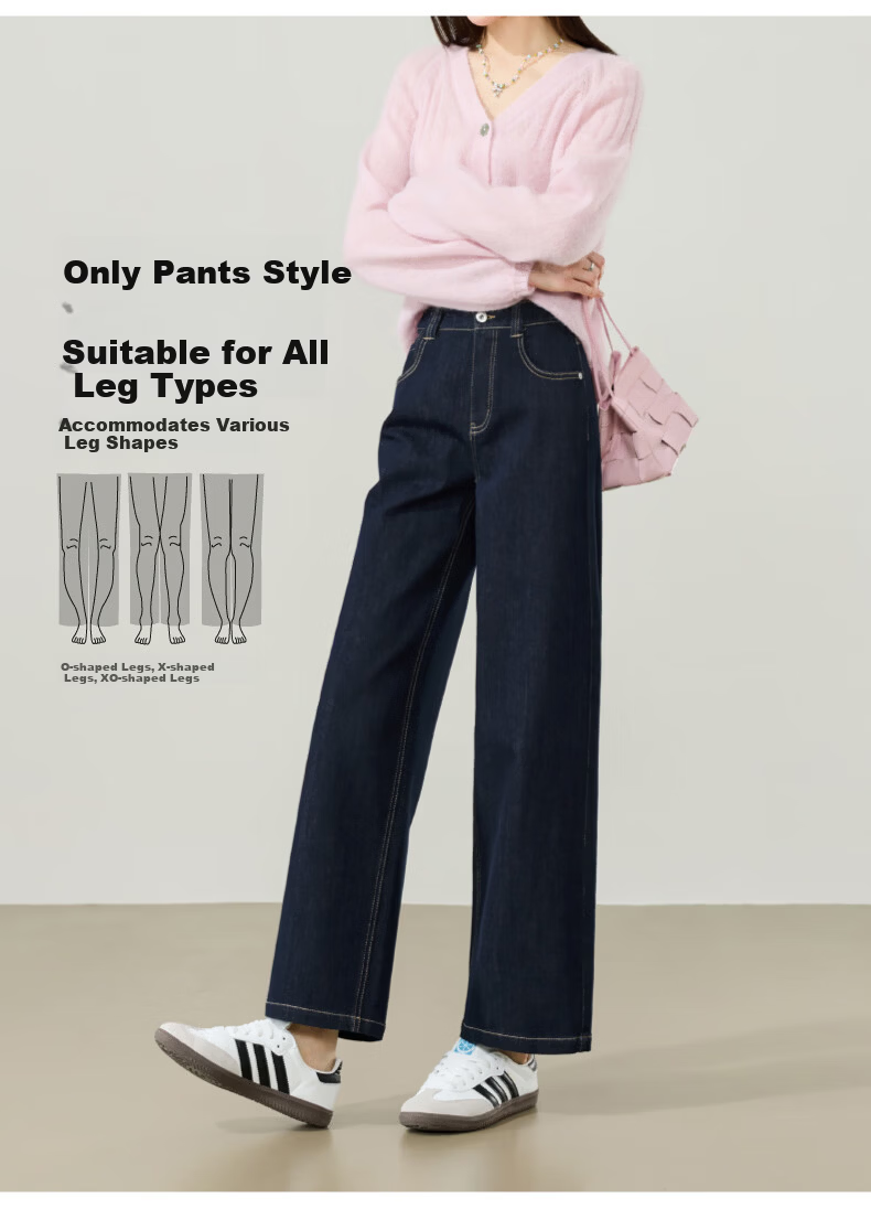 ESE-Y Women's 9/10 Straight-Leg Jeans 2026 Spring New Fashion Petite Slim Fit Denim Pants Dark Blue 29 5