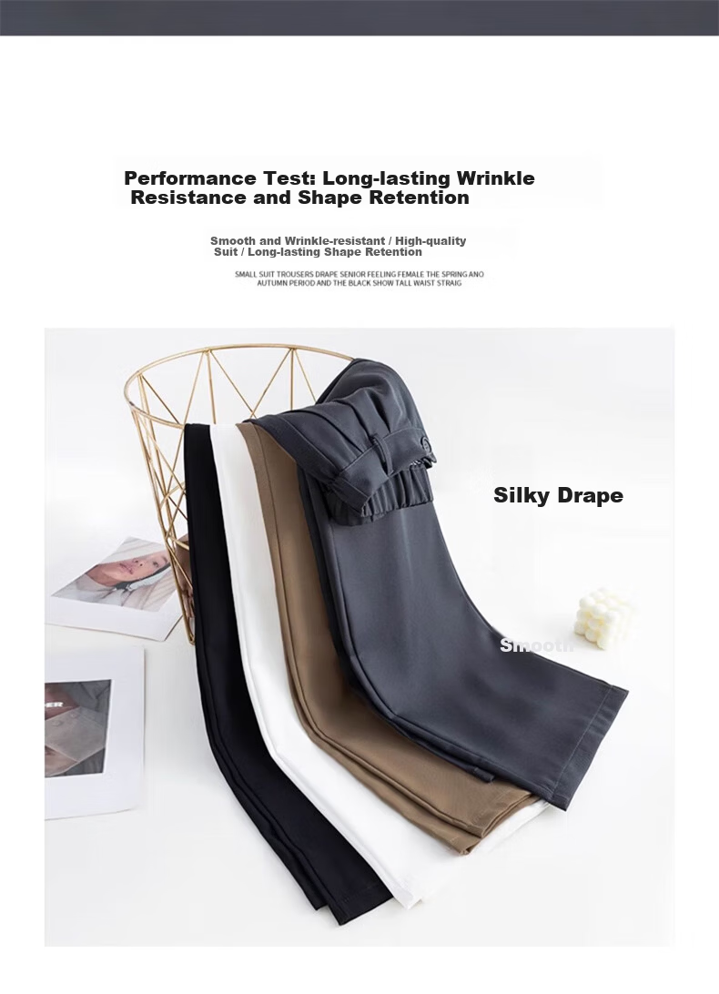 Langsha Women's Suit Pants 2026 New High-Waist Straight-Leg Slim Fit Lightweight Wide-Leg Trousers for Office Commuting 6