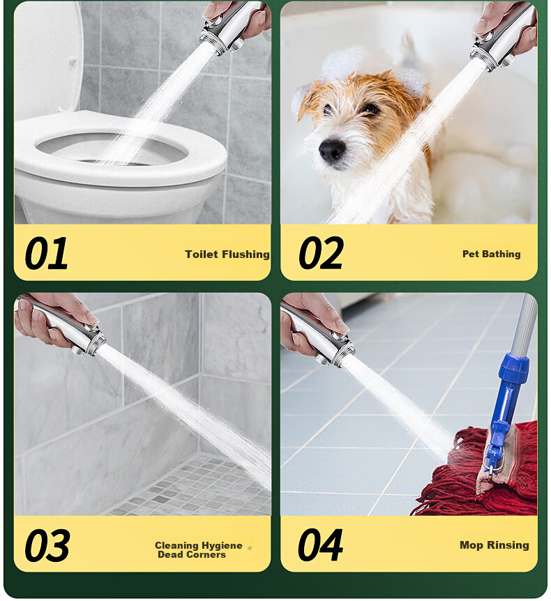Muvi High Pressure Shower Head Handheld Single Nozzle Universal Bathroom Shower Sprayer 12