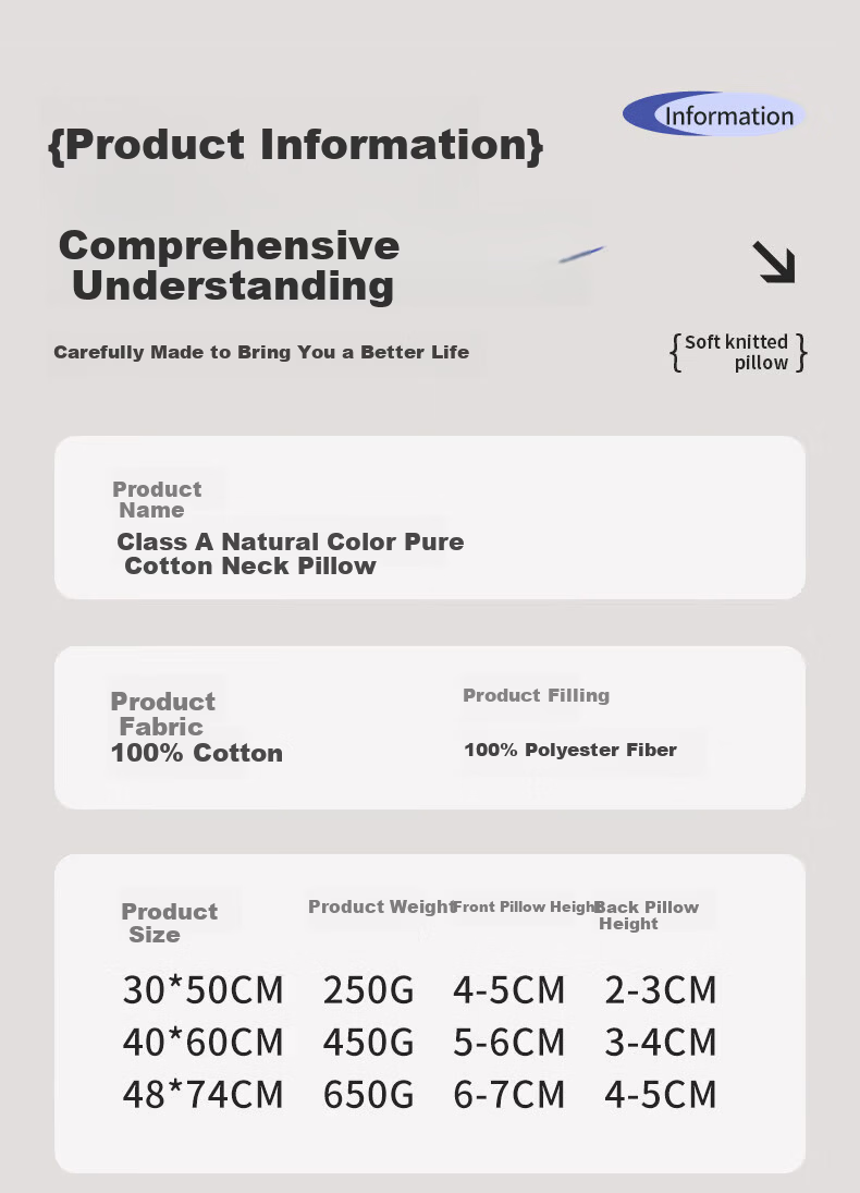 Jinhao A-Class 100% Cotton Children's Pillow Kindergarten Neck Support Pillow Core 450g Natural Color Suitable for 40*60cm Pillowcase 13