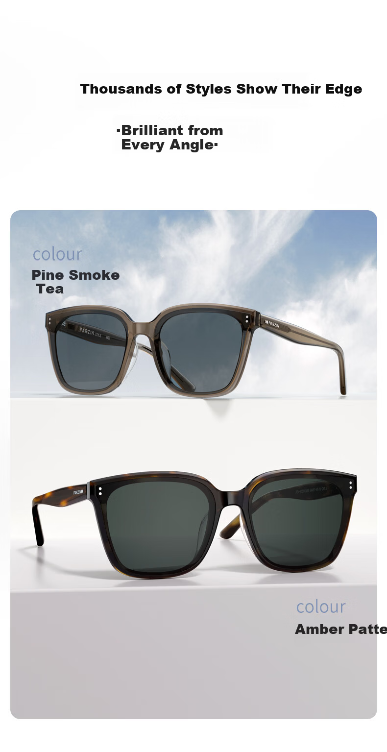 PARZIN Polarized Sunglasses Women Zhou Ye Same Style Starry Frame Black Square UV Protection Driving Sunglasses Men PZ91721 6